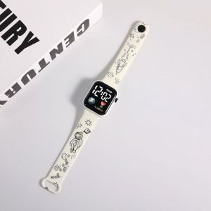 NAJIA Electronic LED Watch Pikachu Kitty Kids Square Watch Fashionable Pattern Cartoon Printed Watch Student