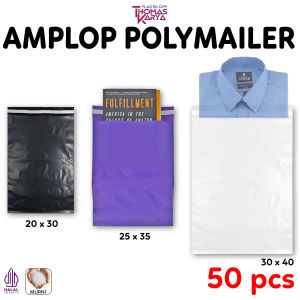 Polymailer Plastik Packing Online Shop LDPE isi 50 Kantong Baju Amplop Olshop 20x30 25x35 30x40