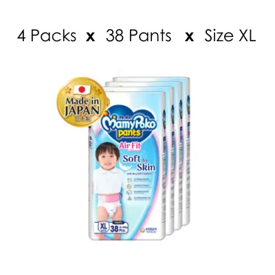 [1 Carton] MamyPoko Air Fit Pants Diapers Size XL (38s x 4)
