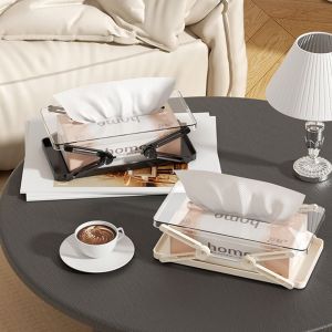 MMLUCK Minimalist Tissue Storage Box Extendable Automatic Lift Light Luxury Napkin Holder Large Capacity Height Adjustable Paper Towel Case Home Decoration