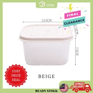 JD Home 🇲🇾 [Ready Stock] ❤ Square Drain Sealed Box Scallion Ginger Garlic Onion Airtight Food Container Kitchen Storage Box Square Refrigerator Fruit And Vegetable Fresh-keeping Double Layer Storage Box/ 方形葱花沥水收纳盒