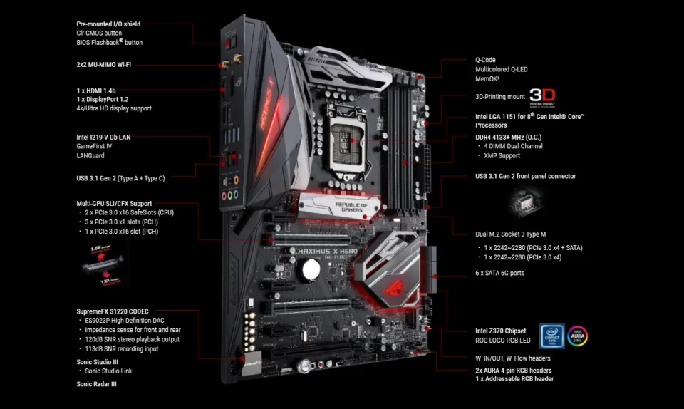 HUGE PRICE DROP ASUS ROG MAXIMUS X HERO (WI-FI AC) Intel Z370