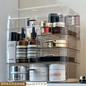 ❣️SPACEIDEAS❣️ Dustproof Makeup Box with Drawer Cosmetics Box Cosmetic Organizer Box Makeup Case Cosmetics Case Makeup Box Cosmetics Box Makeup Rack Cosmetics Rack Makeup Holder Cosmetics Holder Perfume Box Perfume Holder Skincare Box Skincare Case
