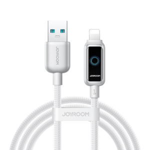 JOYROOM SA55 Star Flight Premium Series Fast Charging Cable 1.2m with Automatic Power Off & Clear Indicator Light for Smartphones and Electronics Nylon braided armor cable USB A to iPhone Lightning
