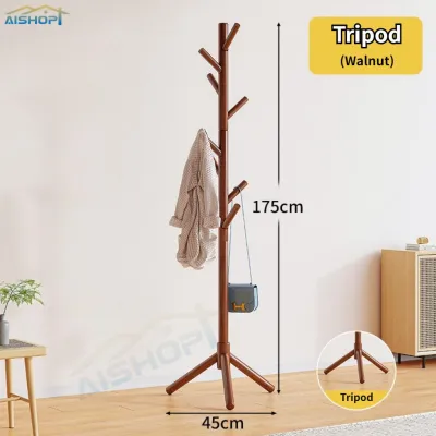 [SG Stock]Nordic Style Clothes Hanger Hook Bedroom Coat Stand Rack Solid Wood Coat and Hat Rack
