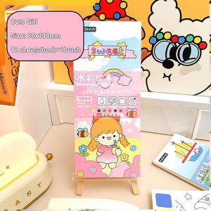 12 Sheets Coloring Book Set with Paintbrush Kids Art Leaning Education Supplies Children Grafitti