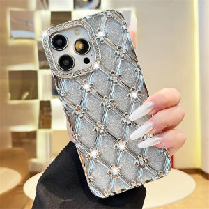 Korean Plating Glitter Diamond Rhombus Soft Phone Case For Samsung A16 A26 S22 S23 S24 S25 Plus S22 S23 S24 S25 Ultra S23fe S24fe S25 Edge Bling Rhinestones Shockproof Shell Back Cover