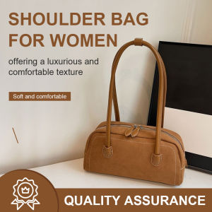 Versatile Womens Faux Suede Shoulder Bag with Multiple Pockets Crossbody Bag for Daily Use in Classic Black