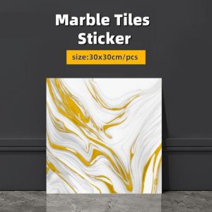 10-Pack Marble Effect Self-Adhesive Wall Stickers Waterproof Bathroom Decals