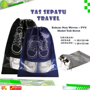 Tas Serut Sepatu Shoes Bag Pouch Tali Anti Air Tempat Penyimpanan Spatu Sendal Waterproof Organizer Travel Wadah Kantong Sandal Sponbound Korean Serbaguna