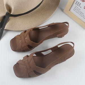 Free Shipping Charming Shark Fashion All-Season New Solid Color Fish Mouth Back Strap Sandals Casual Outdoor Beach Square Toe WomenS Sandals
