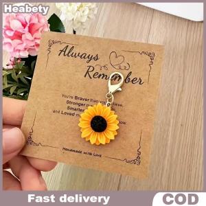 Heabety 1 2pcs Cute Sunflower Keychain Flower Car Keyring Woman Backpack Bag Pendant Hanging Ornament Earbud Case Cover Accessories Gift