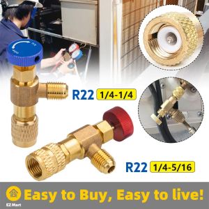【Fast Shipping】 Liquid Safety Valve R410A R22 Air Conditioning Refrigerant 1/4 "Safety Adapter Air Conditioning Repair and Fluoride AC-Copper-Adapter