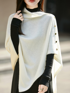 Cape Coat Shawl Cape Shielding and Warming Function Low-profile Fashion Wool Fabric Variety Leisure Outerwear