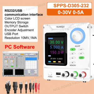 KUAIQU RS-232 Port Dc Power Supply 30V 10A บค่าได้ 60V 5A USB DC Voltage Regulator 300V 400V Lab Power Supply Regulated Stabilizer Bench Source DIY for PCB repair