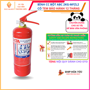 Bình chữa cháy bột ABC 2KG cho xe tải -tặng tem hướng dẫn an toàn và thoát hiểm trên ôtô.