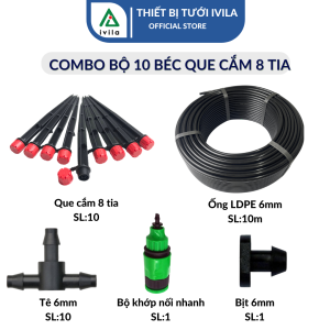 Bộ kit tưới nhỏ giọt que cắm 8 tia - chất liệu nhựa cao cấp - tiết kiệm nước thời gian công sức