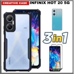 PROMO PAKET 3 IN 1 CASE INFINIX SMART 8 2023 / ZERO 5G 2023 / HOT 30 / SMART 7 / HOT 30I / HOT 20 5G / HOT 12 PRO/NFC 2022 Ultra Slim Shockproof Transparent Premium Softcase Anti Fall
