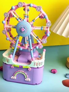 Rotating Ferris Wheel Building Blocks Kit with Lights & Music Amusement Park Building Construction Toys Set for 6+ Year Boys.Girls.
