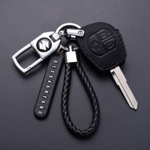 For Suzuki Swift Ertiga SX4 Vitara Alto Ignis DZire Celerio Jimny S-Presso Remote Key Leather Case Cover Keychain