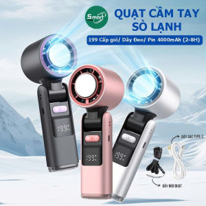 Quạt cầm tay di động màu hồng với thiết kế hiện đại và nút điều khiển đơn giản ( tốc độ 200 )