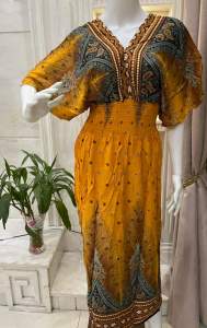 Cotton Silk Dress Plus Size WomenS Summer New Style Ethnic Floral Mid-Length(M-XL)