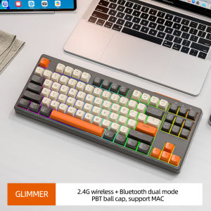 M87 Wireless Bluetooth Keyboard    Dual-Mode (BT5.0+2.4G)    3-Device Connection    PBT Keycaps    RGB Lighting    Multi-Color Options