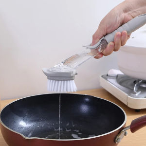 Double Use Kitchen Cleaning Brush Scrubber Dish Bowl Washing Sponge Automatic Liquid Dispenser Pot Cleaner Tool Gadgets
