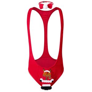 KANNERT Hươu Bộ đồ liền thân Giáng sinh Cổ chữ V sâu Người tuyết Bộ jumpsuit Giáng sinh Đồ lót Ông già Noel Quần lót nam Bữa tiệc
