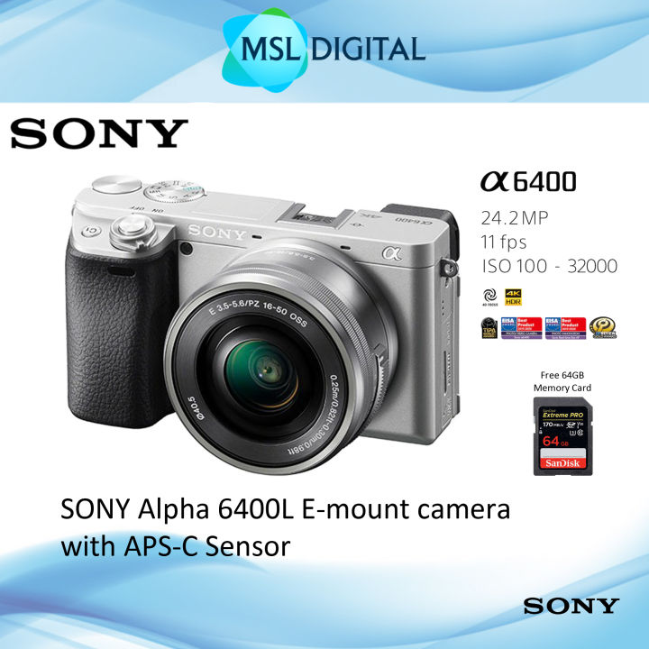 Sony Alpha A6400L 6400L 16-50mm kit lens E-mount camera with APS-C