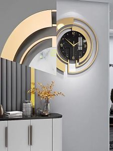 Large Size Decorative Wall Clock Metal Bracket Glass Dial Silent Wall Clock Battery DriveFast shipping