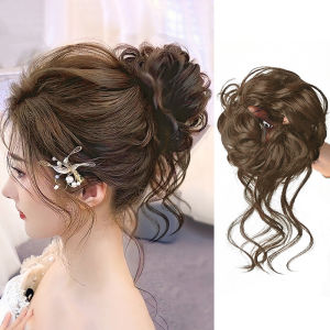 [fenggongshuode] Synthetic Curly Bun Messy Claw Chignon Clip Elastic Hair Scrunchies Hairpieces Donut Updo Hair Pieces For Women