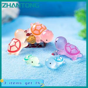 ZHANTONG 6Pcs Set Luminous Mini Resin Turtle Car Dashboard Toys Dolls Figures Home Garden Decoration Cartoon Color Cute Car Ornaments Gifts