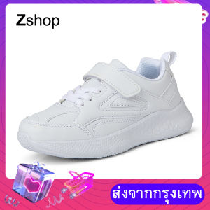 เด็กหญิงนักเรียนหนังสีขาวรองเท้าวิ่งรองเท้ากีฬาเด็กใหญ่ 2025 แฟชั่นรองเท้ากีฬากันน้ำ