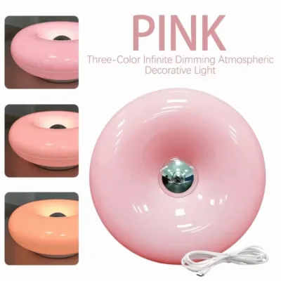 NOBLELUX Có thể sạc lại Đèn bàn hình bánh donut Cấp nguồn qua USB Có thể điều chỉnh độ sáng Đèn bàn cảm ứng 3 Nhiệt Độ Màu Đèn bàn Phòng ngủ