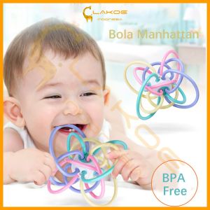 Lakoe Mainan Bayi Manhattan Bola Teether Karet Lembut