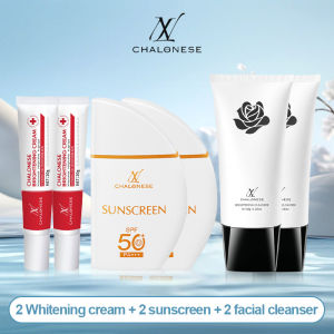 CHALONESE Paket(Facial Cleanser+cream whitening + sunscreen）Daily Skincare BPOM ANTI-UV SPF 50 PA+++ Moisturizer