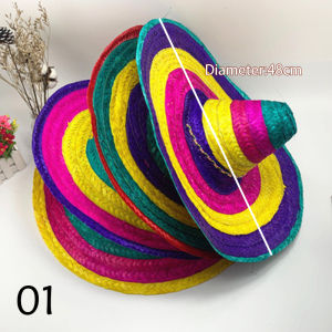 LETIAN  Party Sun Hats Colorful Decorations Pompom Straw Hat Mexican Halloween Holiday Decorations Hawaiian