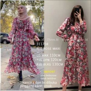 Dress Maxi Import 31170# Red Sore Maxi