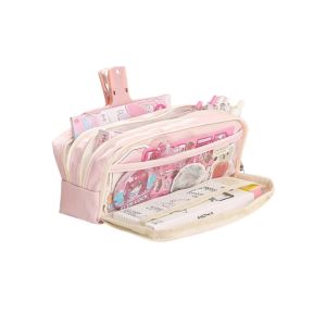 TI9P Large Capacity Pencil Case Clear School Pouch Pencil Box Kawaii Stationery Bag Pen Bag Girls