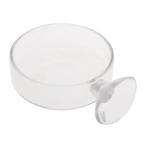 Glass Feeder Dish 2.4 Inches Wide 0.7 Inches Deep Transparent Round Bowl for Catfish Cory Pleco Bottom Feeding Fish