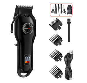 Hiena Hair Clippers All Metal HYN-235 Hair Cutting Machine Professional Rechargeable Electric Hair Trimmer Cordless Hair Clipper with LED Display