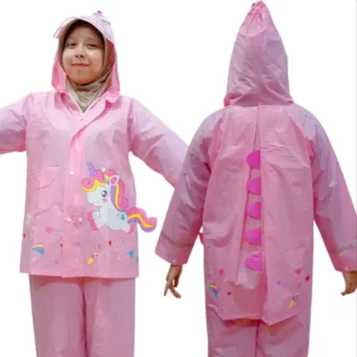 A-CROSS JAS HUJAN SETELAN ANAK KARAKTER 3D LUCU DAN IMUT DENGAN RUANG TAS RANSEL