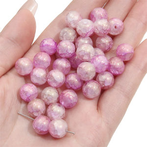 20pcs 10mm Shiny Blue Light Pearl Crackle Crystal Glass Beads Round Loose Spacer Beads for Bracelet Necklace DIY Jewelry Making Accessories