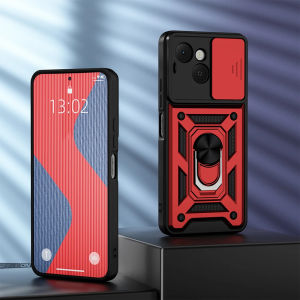 Shockproof Armor Case for TECNO Spark 40C 4G Slide Camera Protection Ring Stand Phone Cover for TECNO Spark 40C