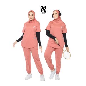 Nano Sportswear Baju Senam Muslim Wanita / Baju Senam Muslim Jogger / One Set Jogger Wanita