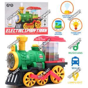 Electric Spray Train Light & Sound Steam Engine Automatic Rotating Toy for Boys & Girls