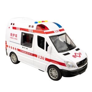 【WJ】1:16 Large 120 ambulance childrens story music early education inertia puzzle fire police car toys