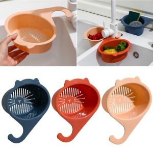 Cat Shape Drain Basket Kitchen Faucet Filter Basket Sink Food Strainer Fruits Hanging Drainer Rack