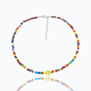 สร้อยคอลูกปัดหน้ายิ้ม สไตล์เดียวกับลิซ่าใส่ ทําด้วยมือการออกแบบเฉพาะดีไซน์ใหม่